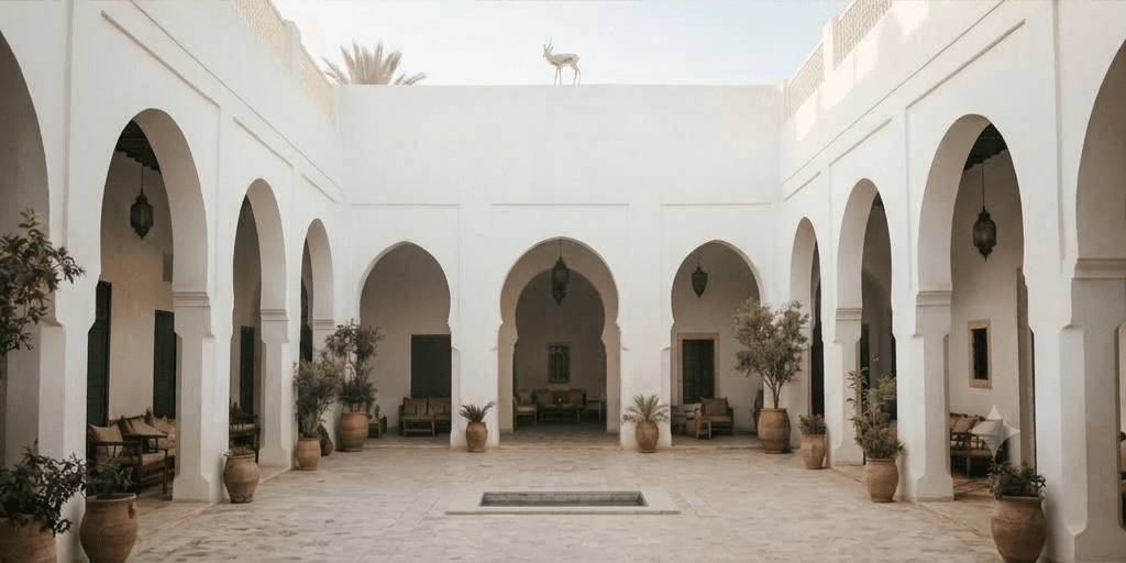 Peaceful Tunisian riad courtyard